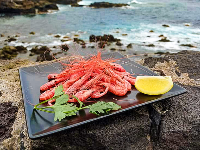 Camarón fresco · Restaurante La Gaviota · Piscinas La Fajana de Barlovento · La Palma · Islas Canarias